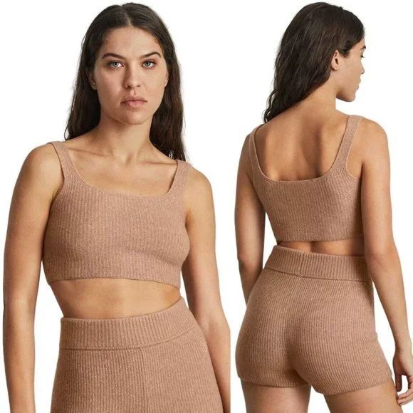 EVERLANE The Cozy Stretch Tank Wool Blend Size S Camel Brown NWT B15 - Picture 1 of 6